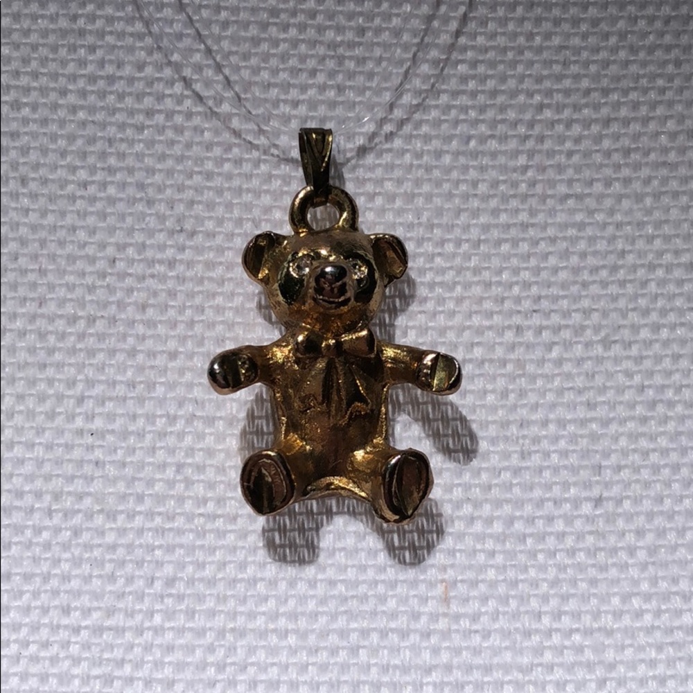 Vintage gold tone teddy bear pendant